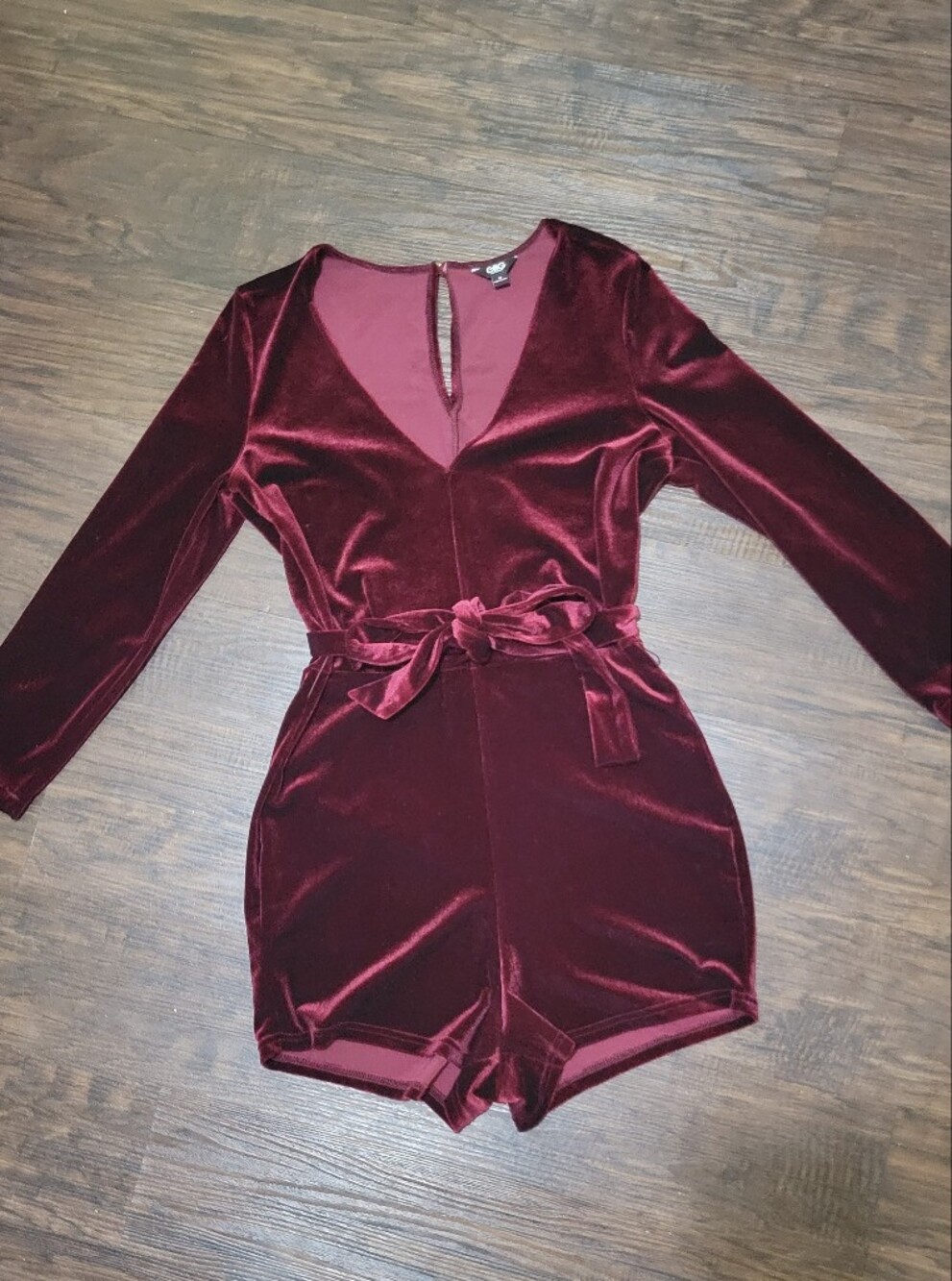 GBG Los Angeles Velvet Romper in Burgundy